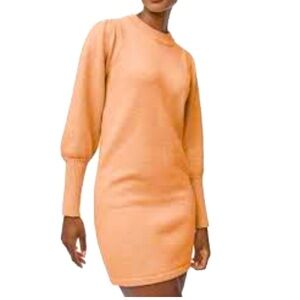 French Connection Knit Sweater Dress Large Tan Stretch Cozy Fall Minimalistic